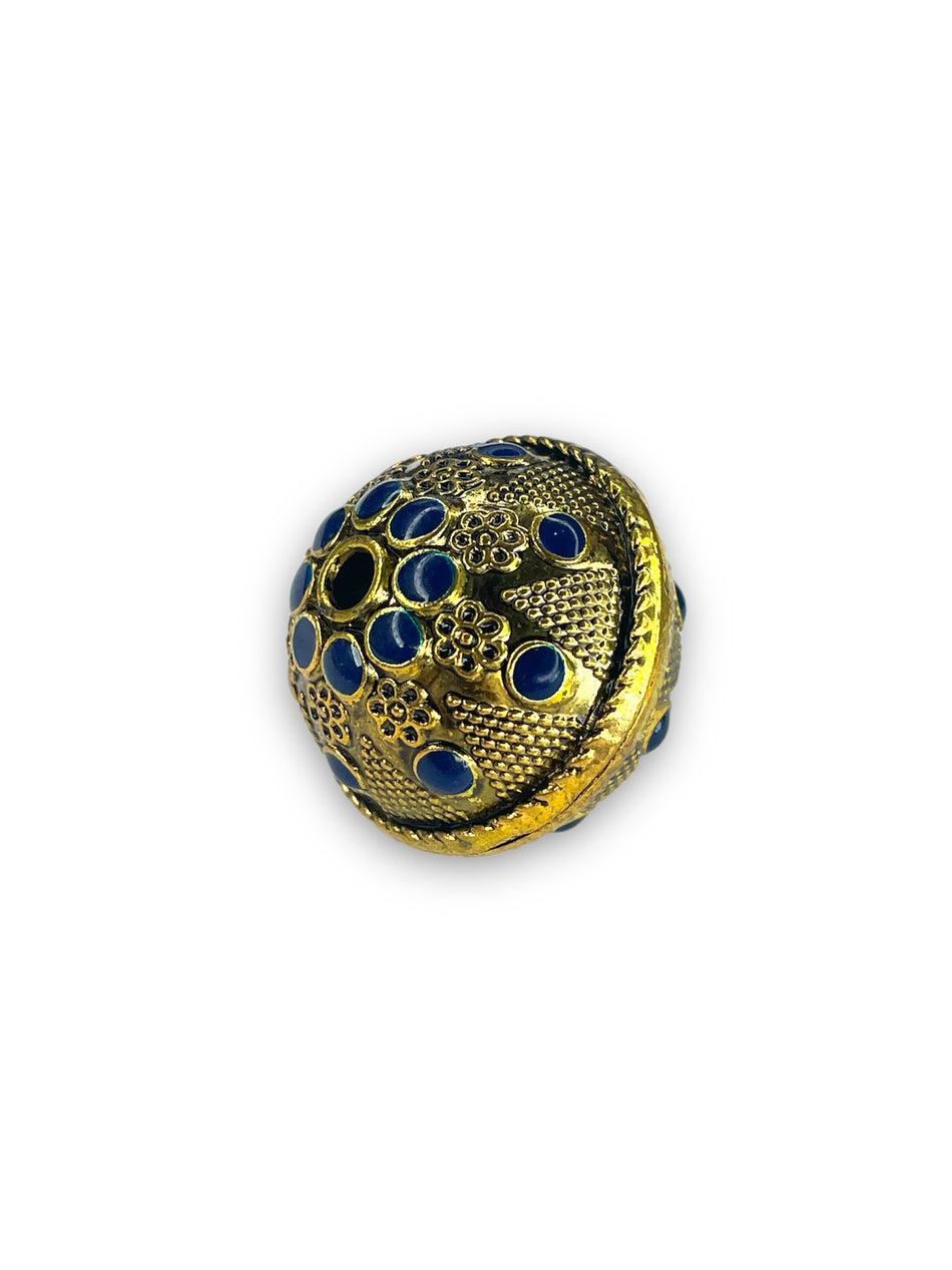 Blue Round Gold Focal, 1pc