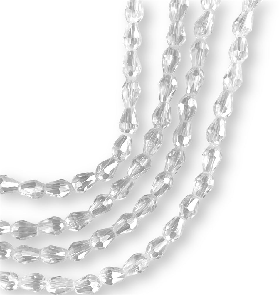 Faceted Tornasol Crystal Drop 8mm 22” Strand