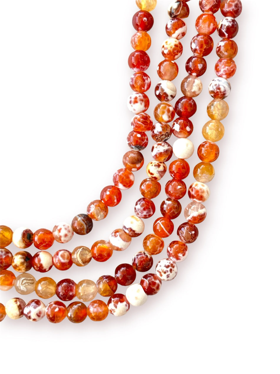 Red Brown Round Agate Strand, 6mm