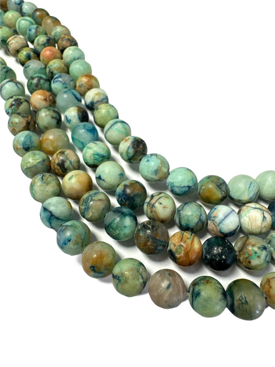 Round Green-Orange Gemstone Strand