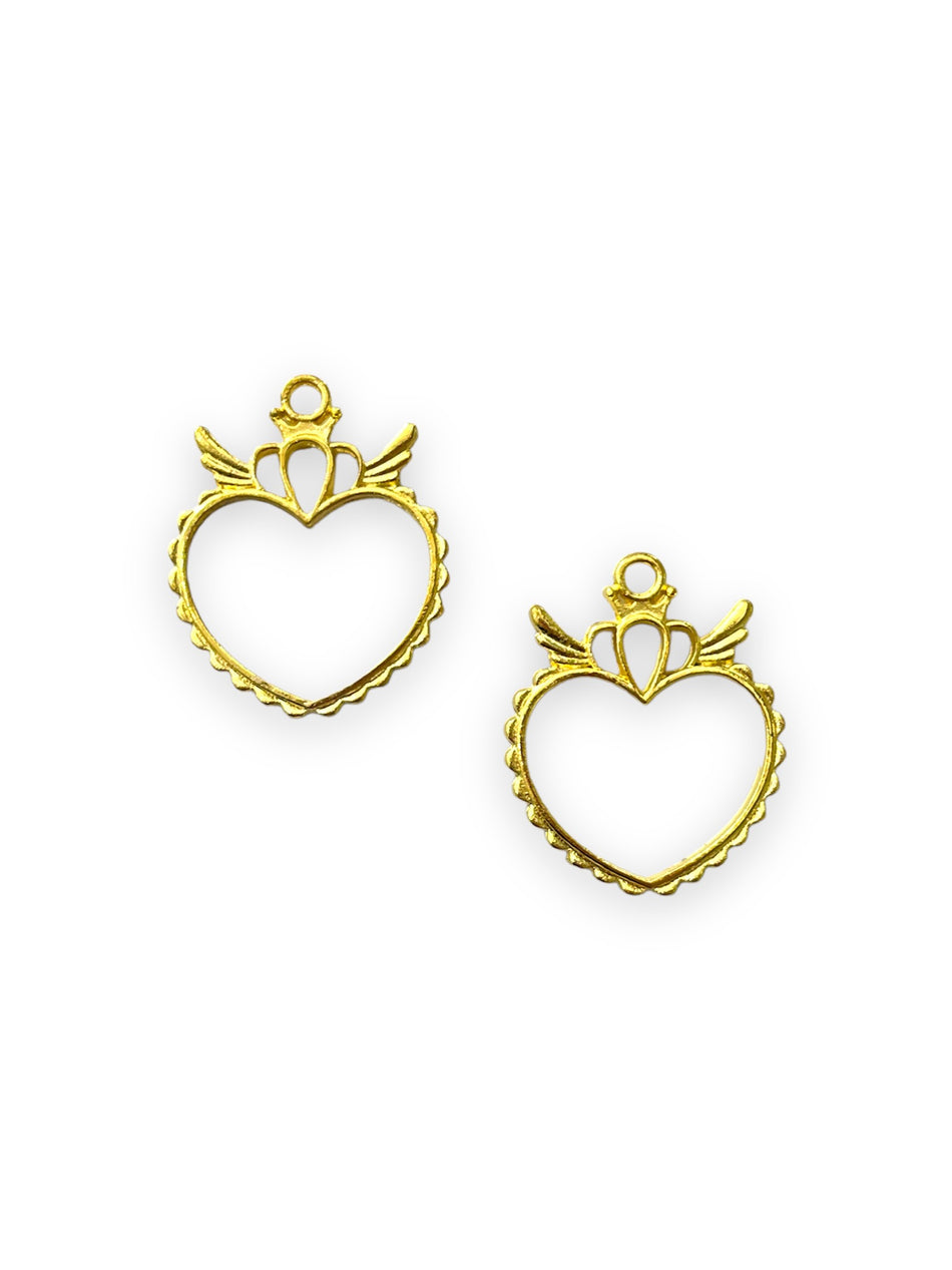 Gold Angel Heart, 2pcs