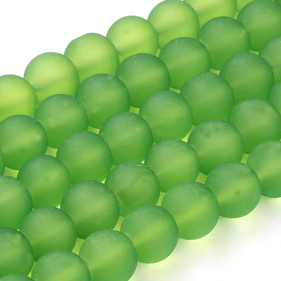 Frosted Round Glass Bead Strand 8mm