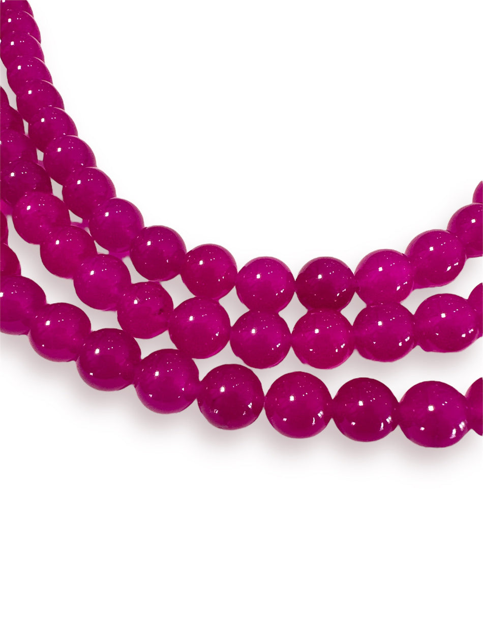 Round Magenta Jade Strand