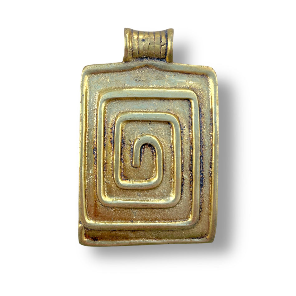 Rectangular Spiral Tibetan Pendant, 1pc