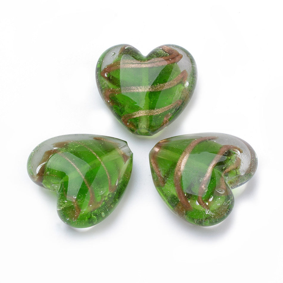 Lampwork Heart Beads 33mm, 1pc