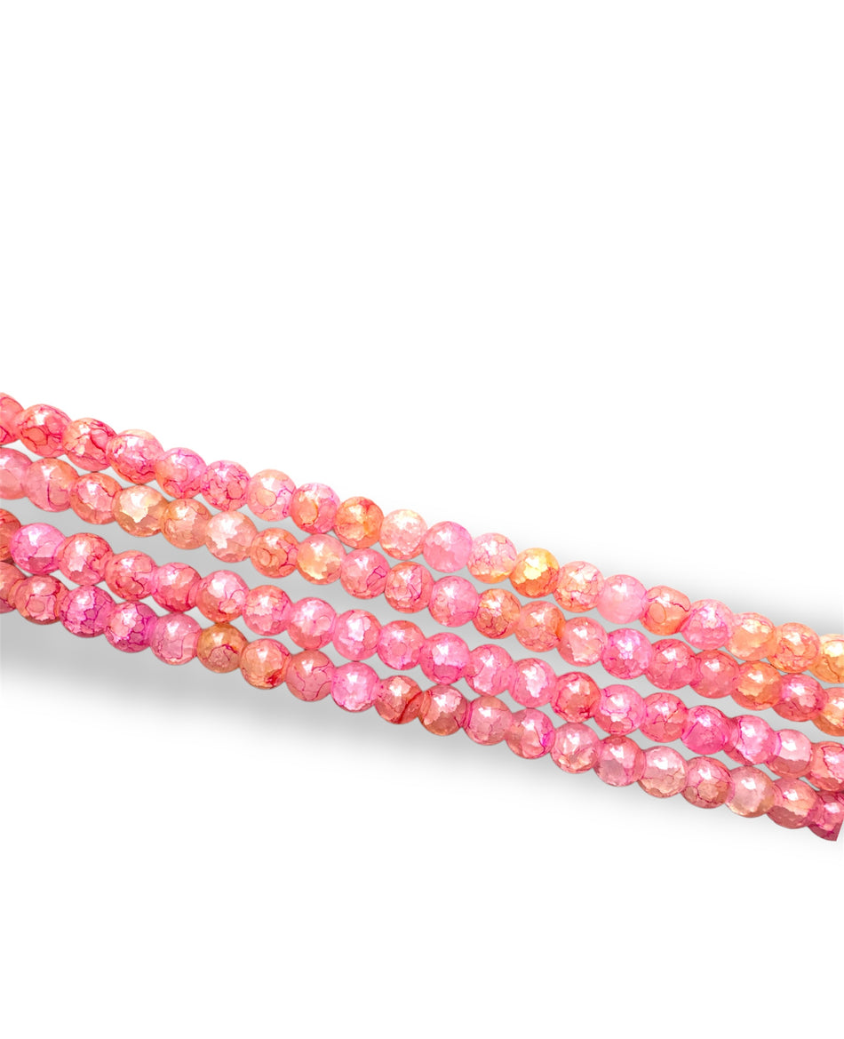 Pink Orange Glass Beads Strand 8mm