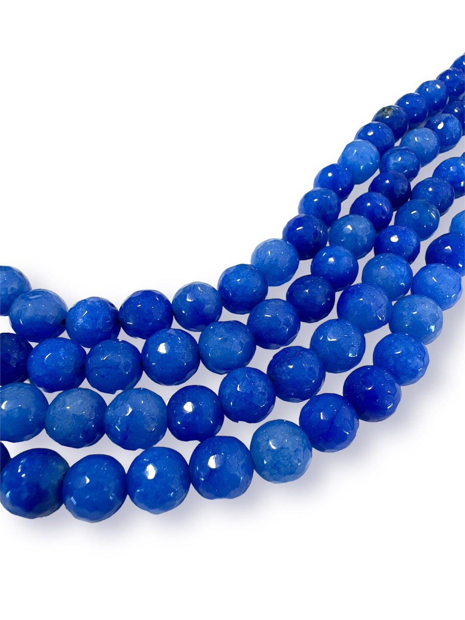 Blue Faceted Jade Strand