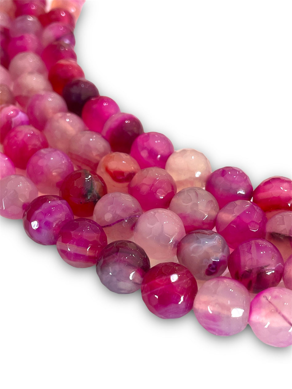 Pink Mix Faceted Agate Strand