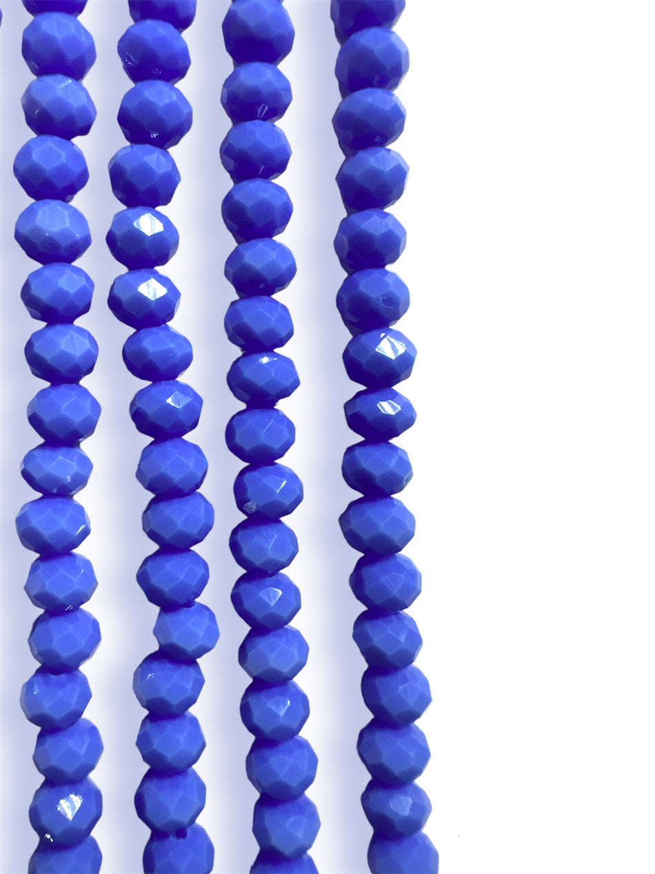 Faceted Blue Rondelle Strand 4mm