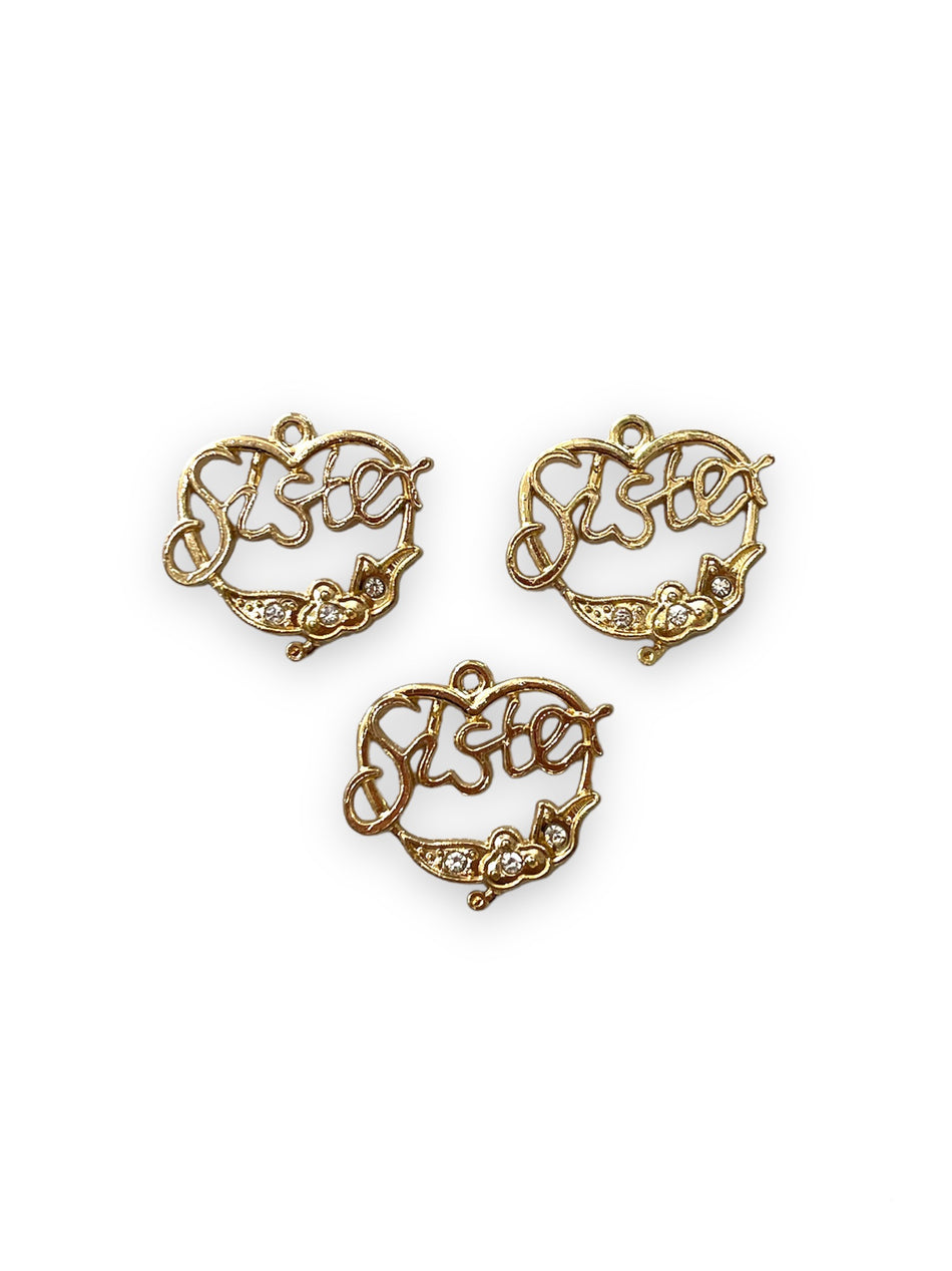 Gold Sister Heart, 3pcs