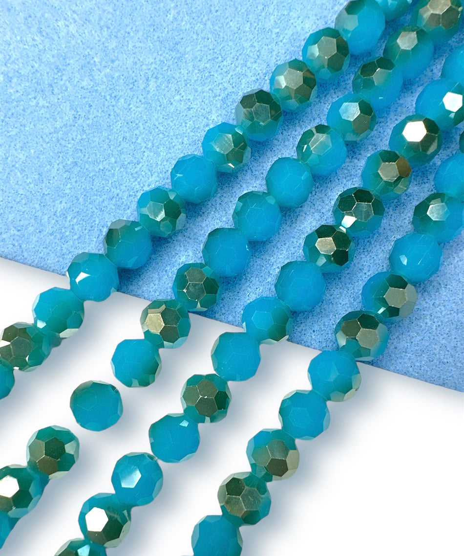 Faceted Turquoise Crystal Round, 8mm