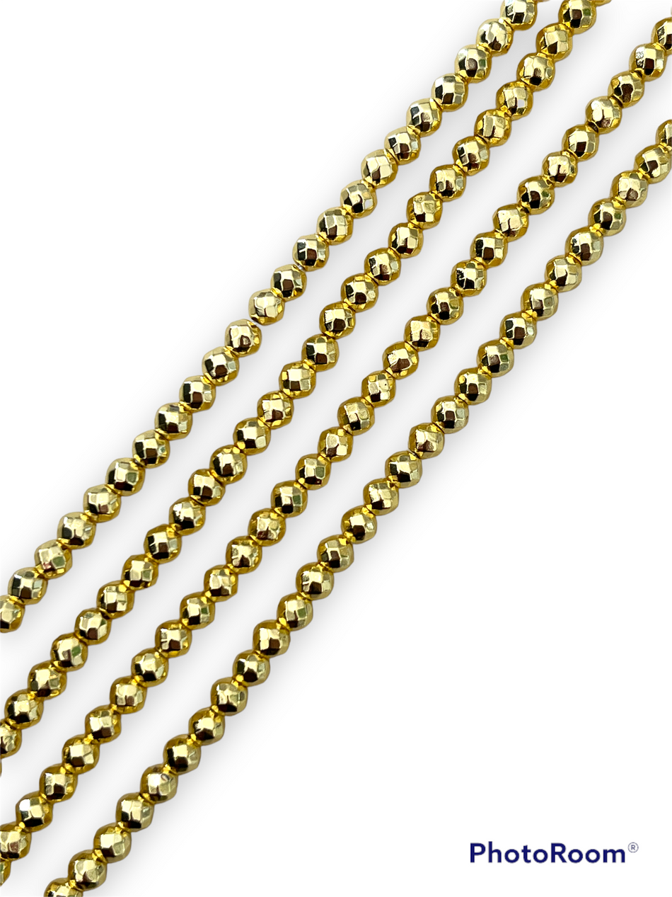 Gold Round Hematite Strand, 4mm