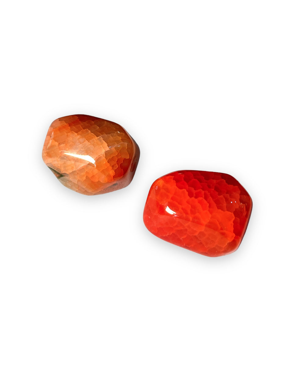 Faceted Orange Jade, 2pcs