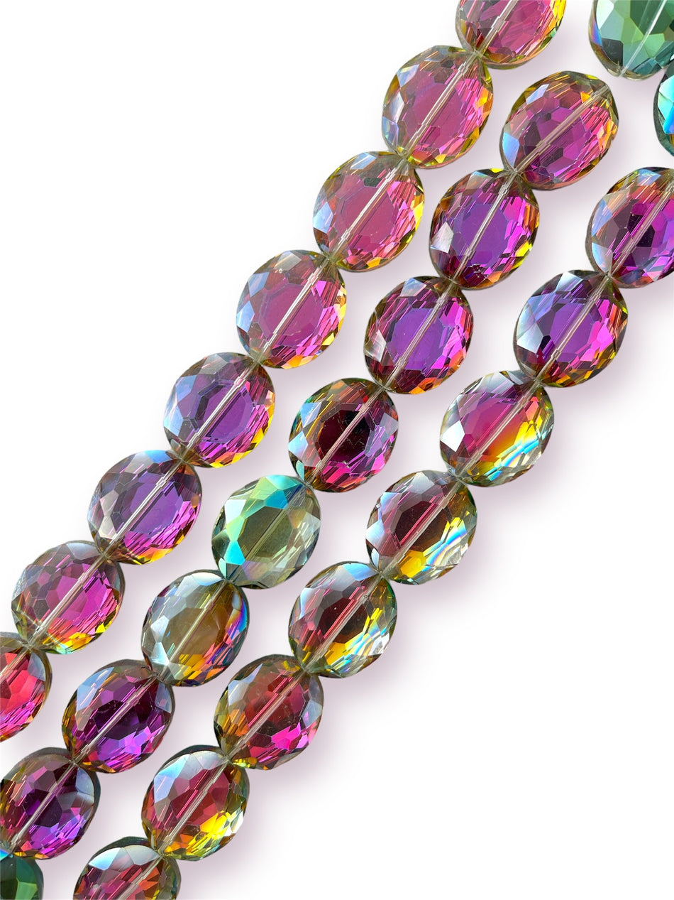 Purple Tornasol Oval Crystal Strand