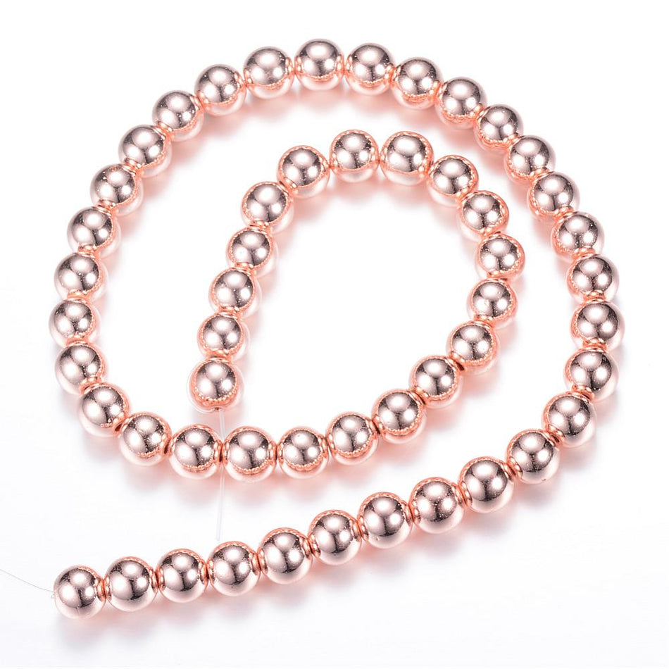 Rose Gold Round Hematite 4mm