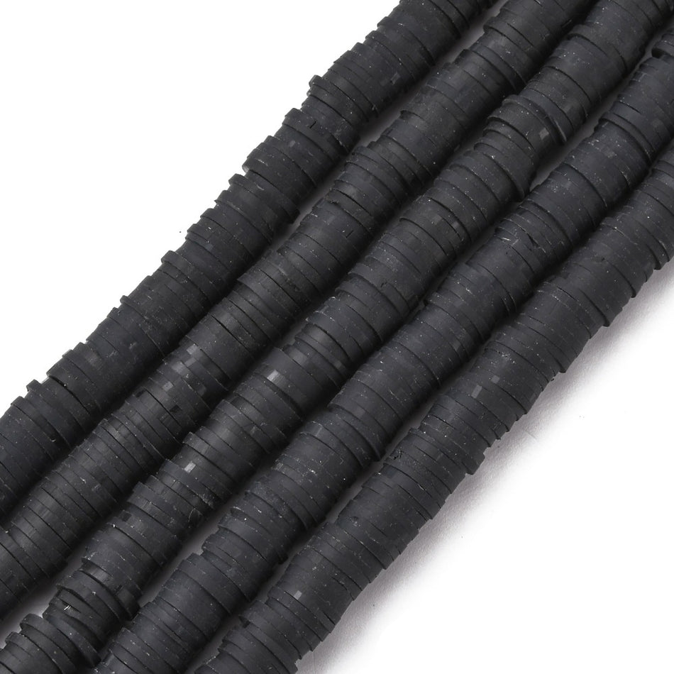 Black Polymer Clay Strand, 8mm