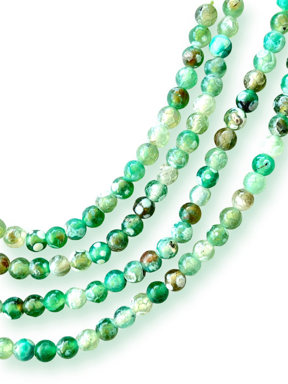 Dark Green Round Agate Strand, 6mm