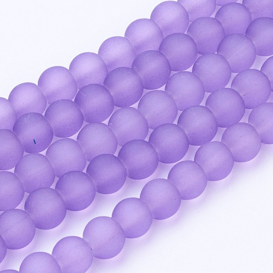 Frosted Round Glass Bead Strand 8mm