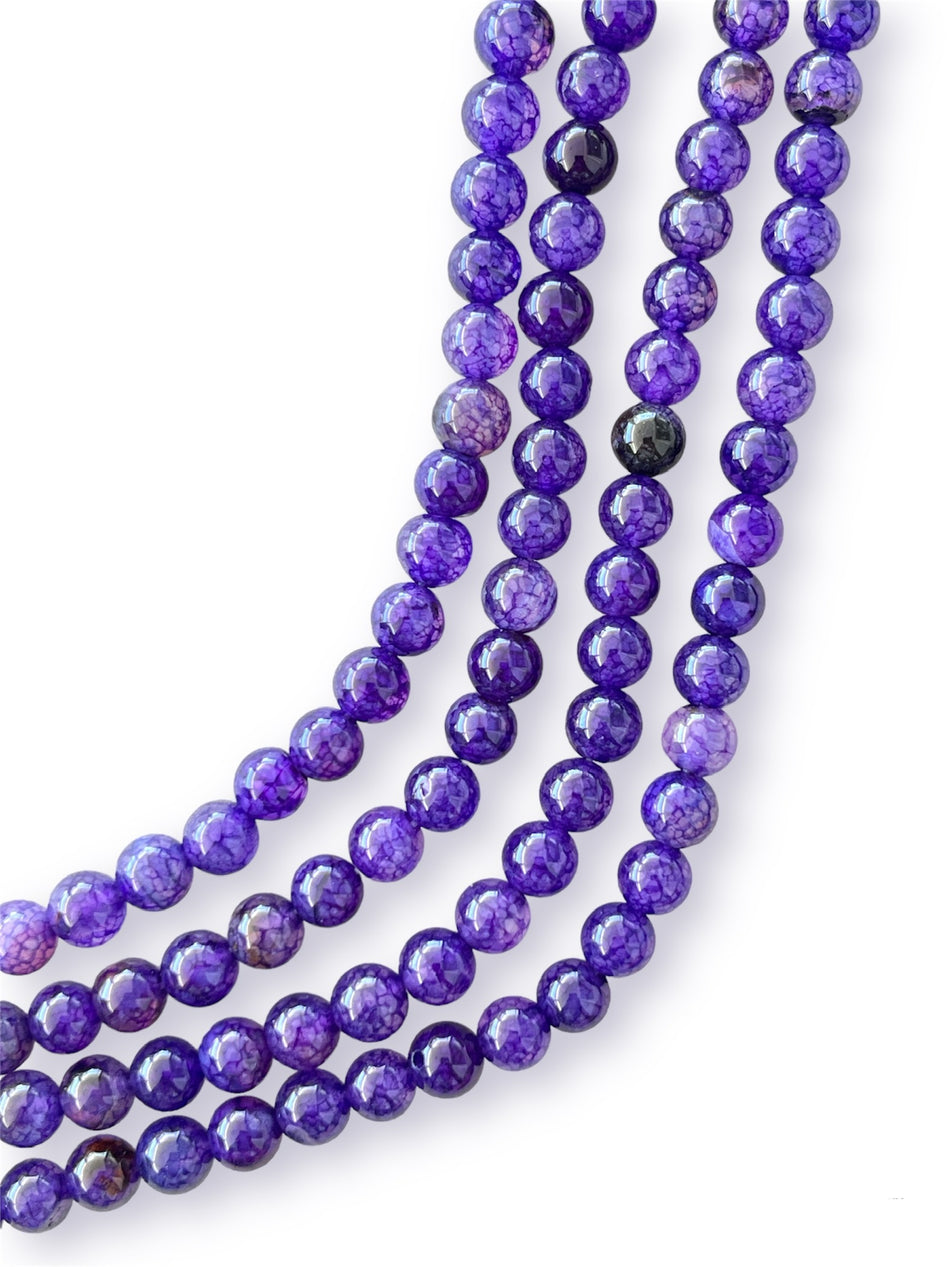 Purple Round Agate Strand, 6mm