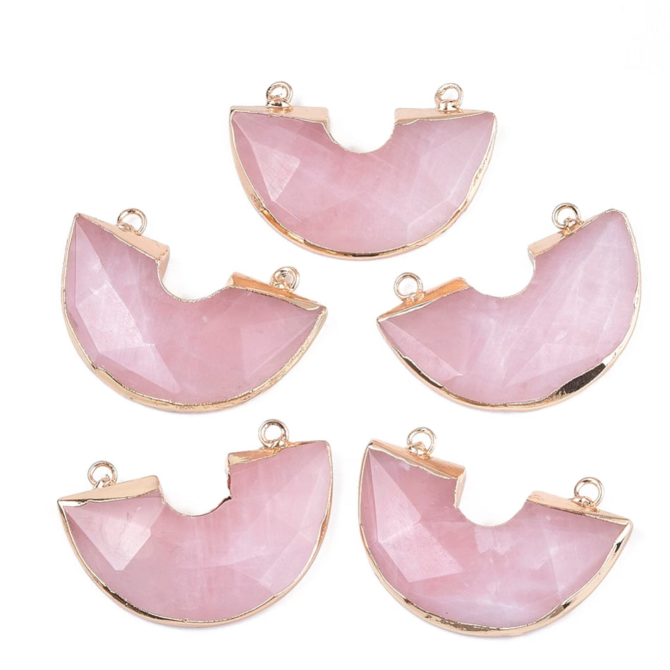 Rose Quartz U-Shape Gemstone Pendant