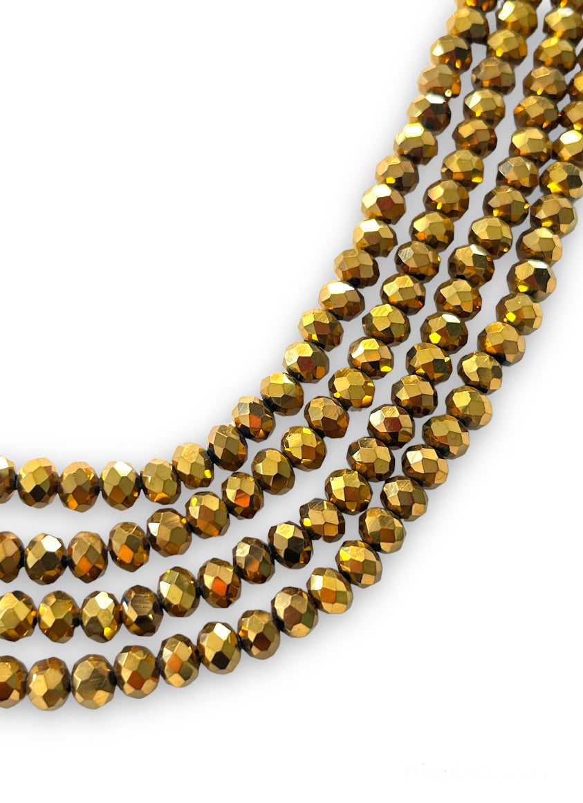 Gold Faceted Crystal Strand