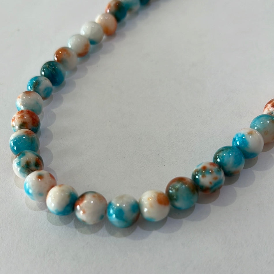 Orange and Blue Jade 8mm