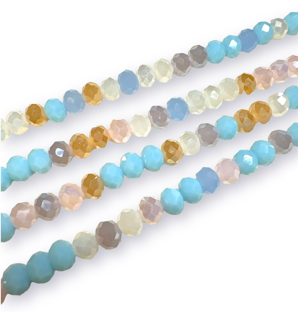 Faceted Pastel Mix Crystal Rondelle