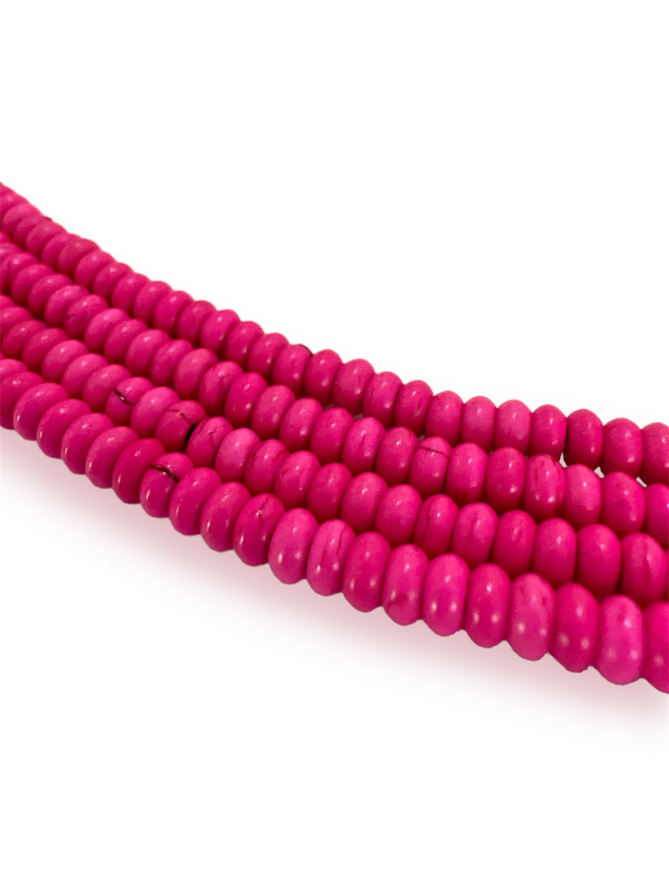 Fucsia Howlite Rondelle Strand