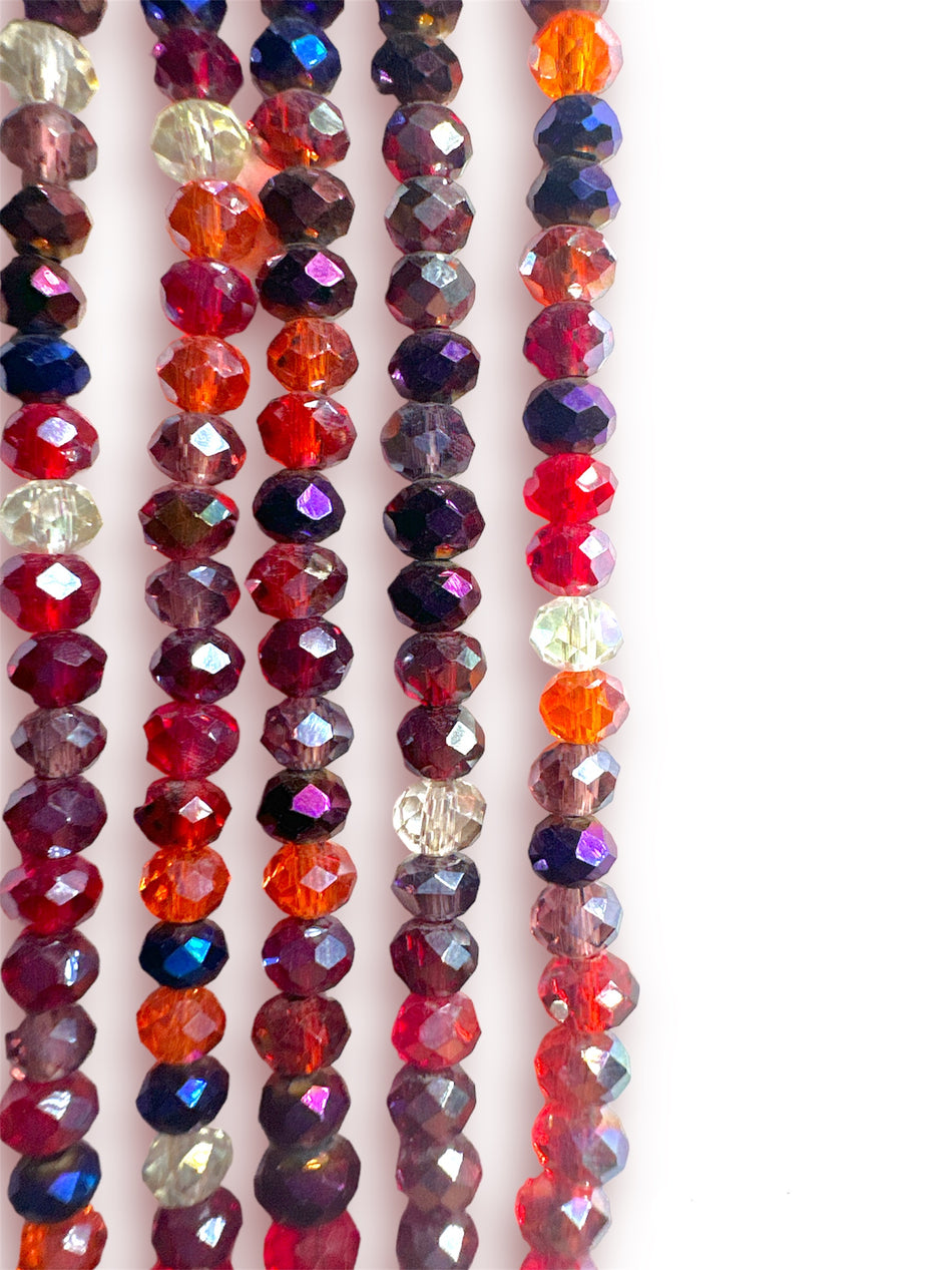 Faceted Dark Mix Rondelle Strand