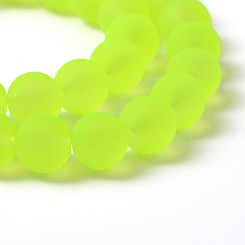 Frosted Round Glass Bead Strand 8mm