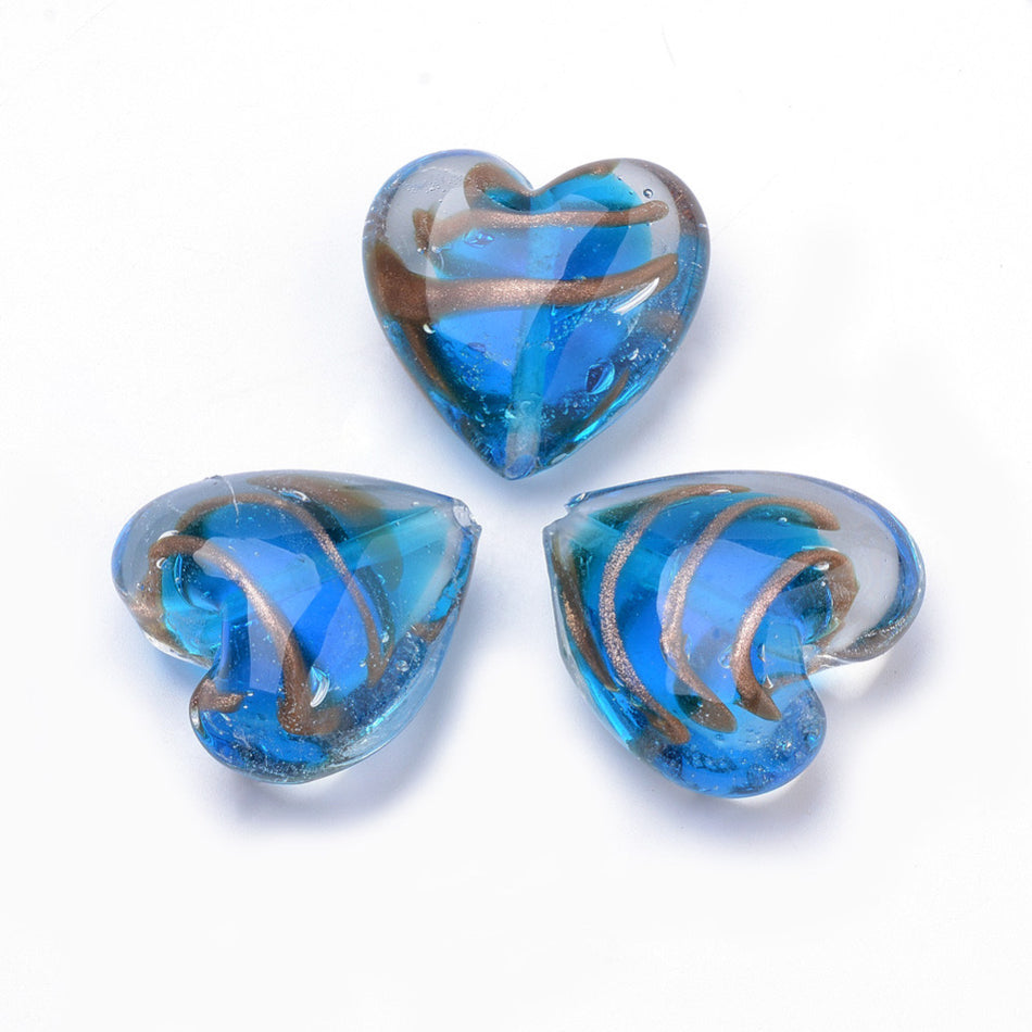 Lampwork Heart Beads 33mm, 1pc