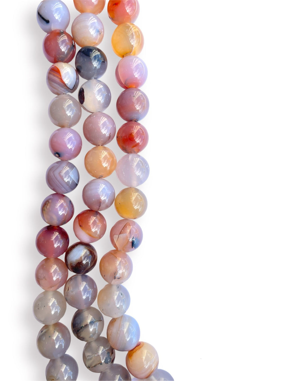 Multi Round Agate Strand, 22mm