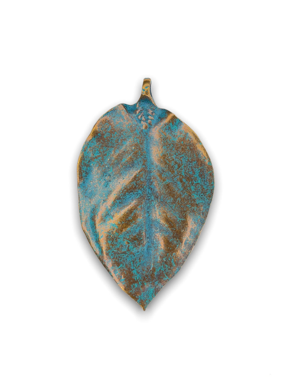 Turquoise Metal Leaf Pendant, 1pc