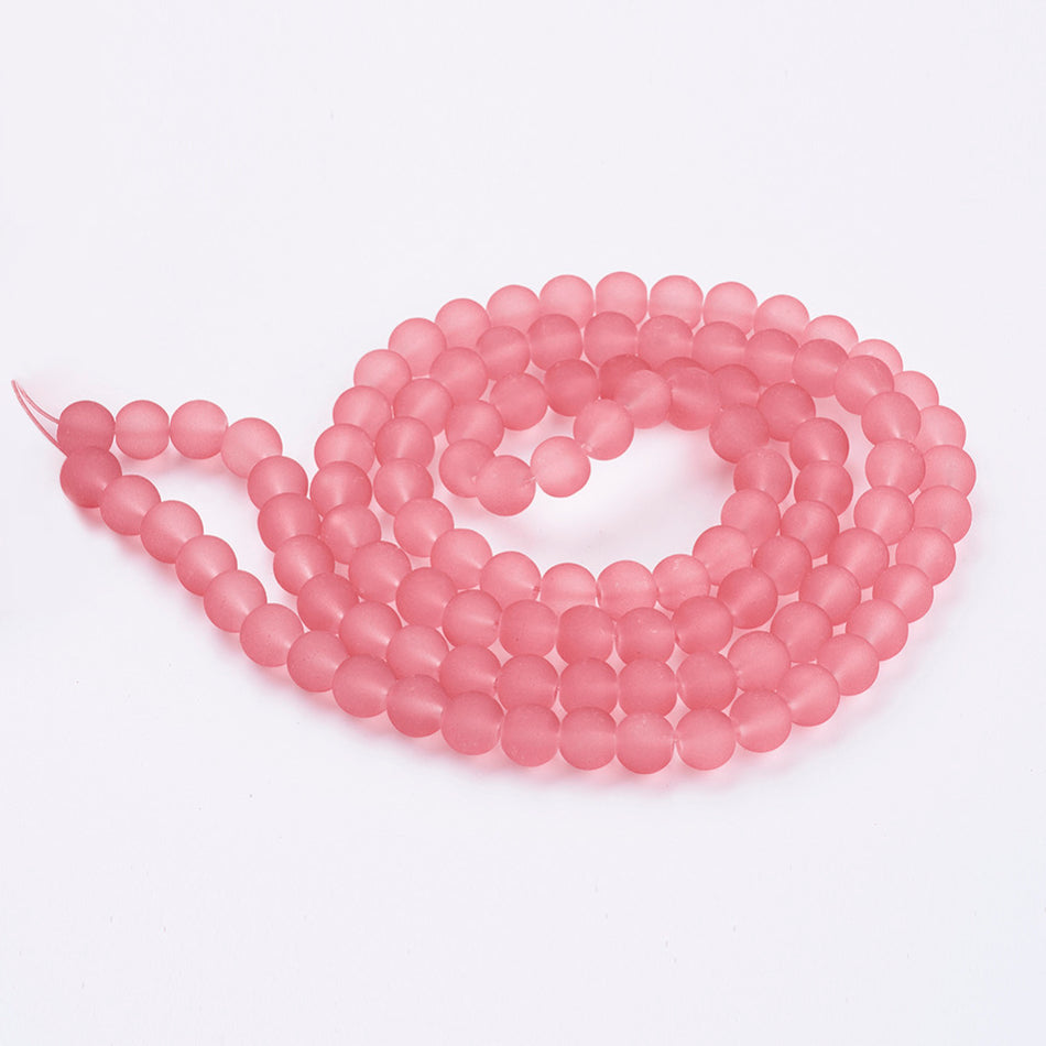 Frosted Round Glass Bead Strand 8mm