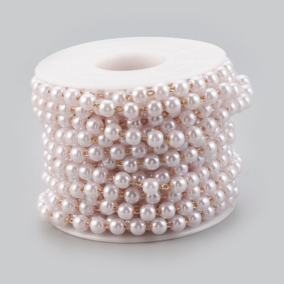 Pearl Bead Chain 6mm, 15 Foot Roll