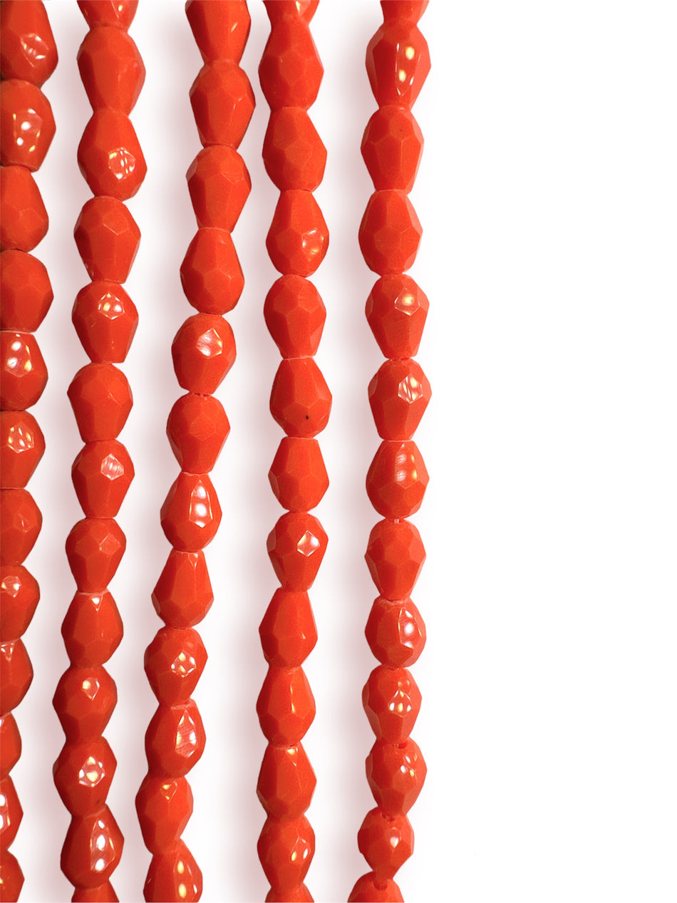 Faceted Orange Crystal Drop 8mm 22” Strand