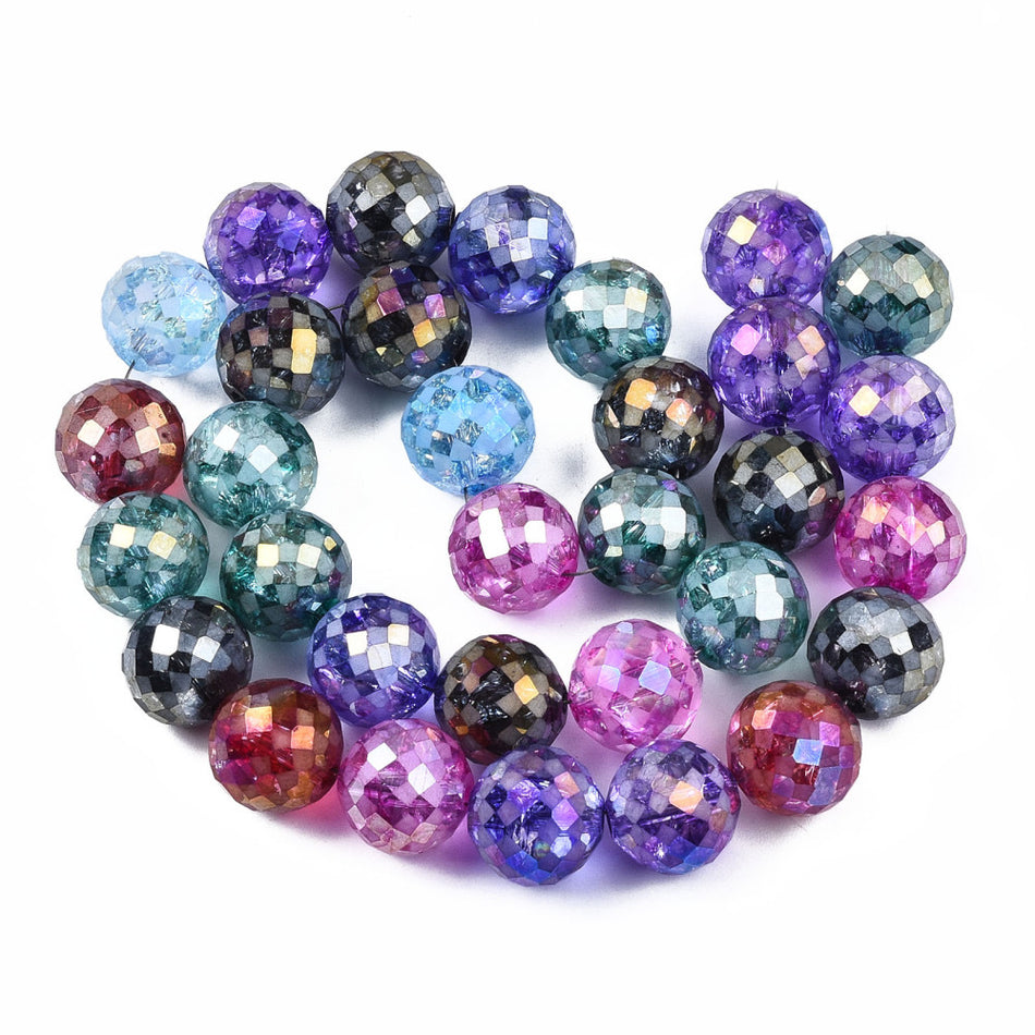 Faceted Round Glass Bead Strand 11mm, 32pcs