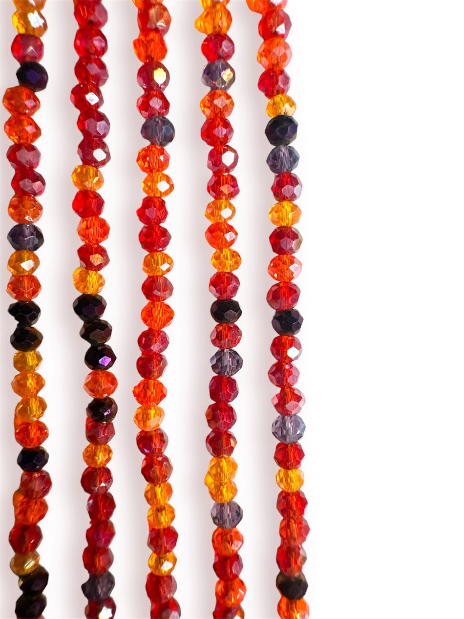 Mix Red Rondelle Crystal Strand, 3mm