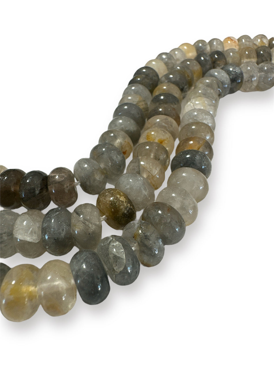 Gray Mix Rondelle Jade Strand