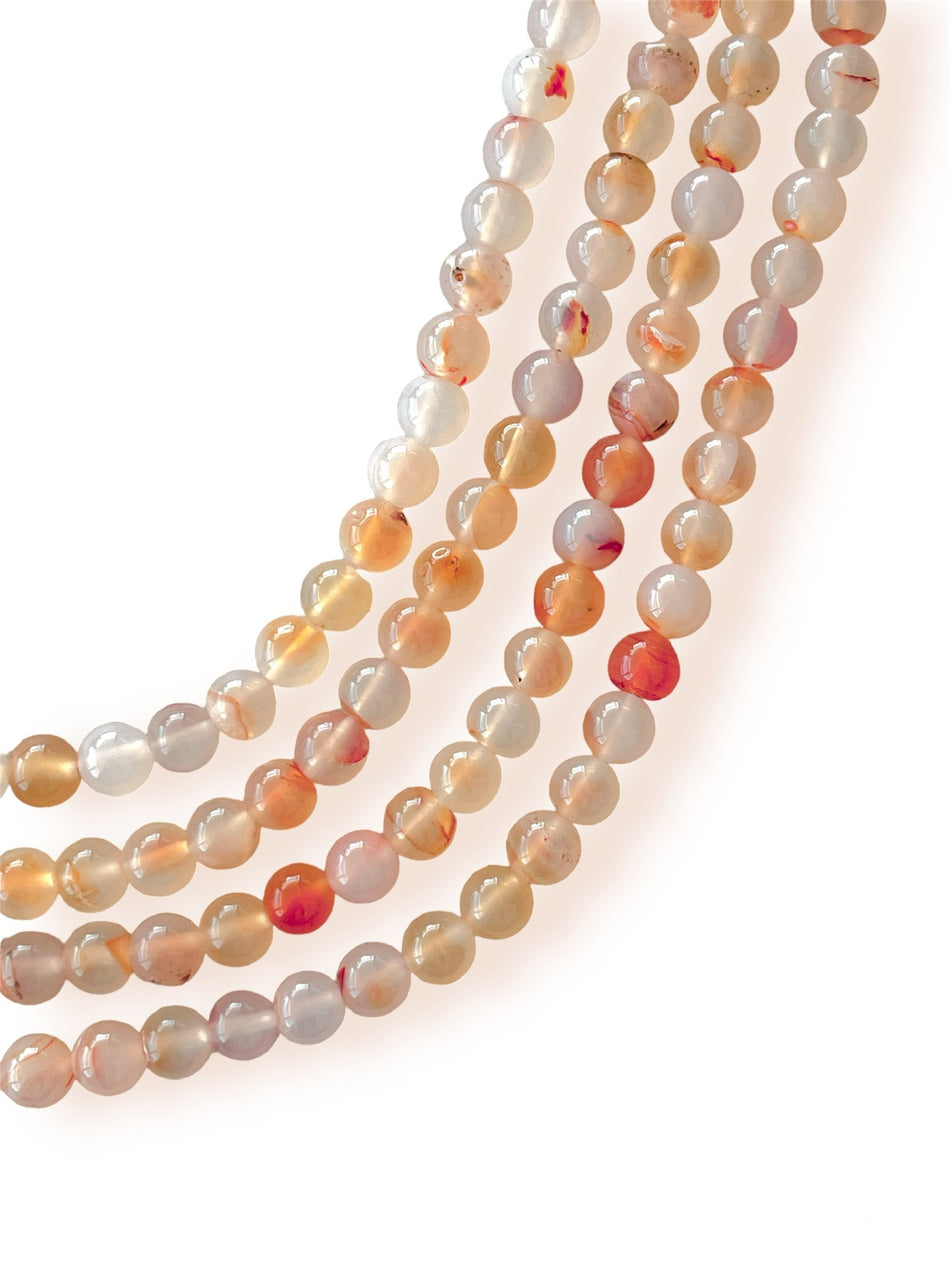 Peach Round Agate Strand, 8mm