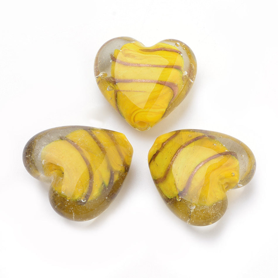 Lampwork Heart Beads 33mm, 1pc