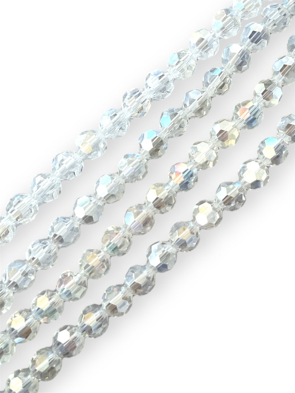 Faceted AB Round Crystal Strand, 10mm