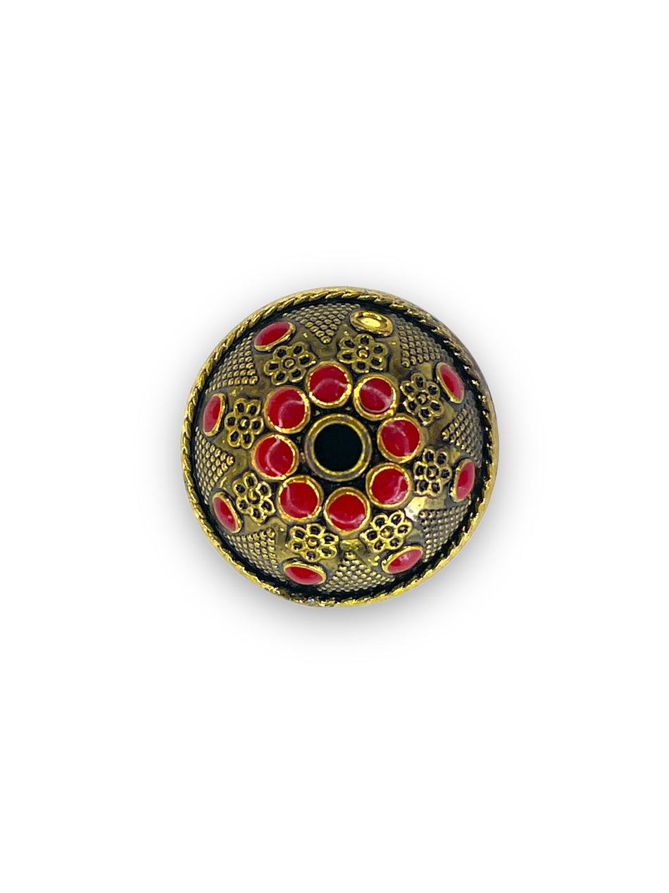 Red Round Gold Focal, 1pc