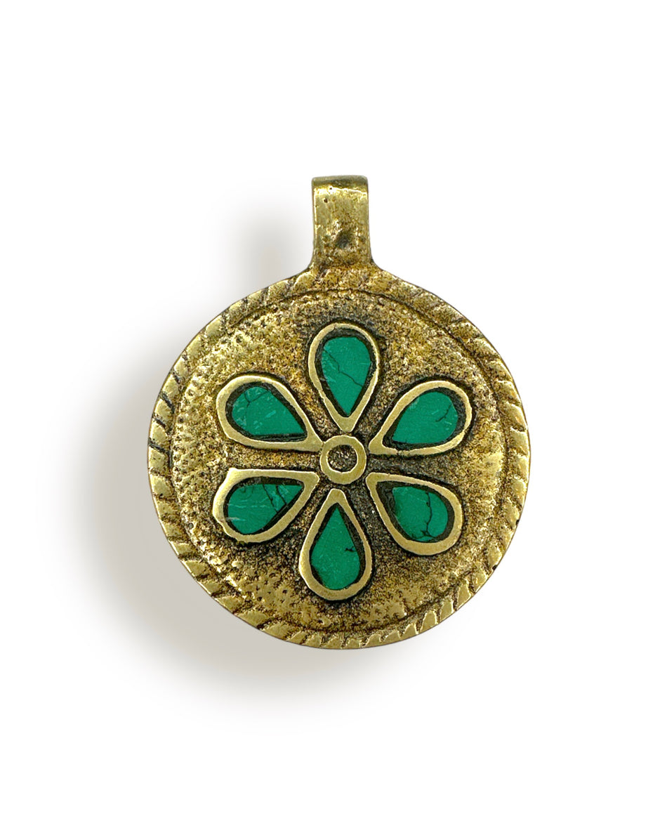 Gold Tibetan Pendant, 1pc