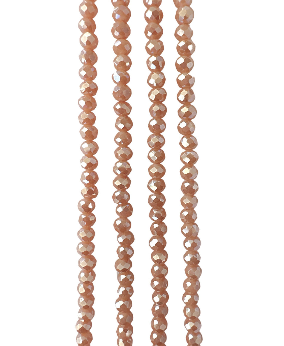 Dark Beige Faceted Crystal Strand