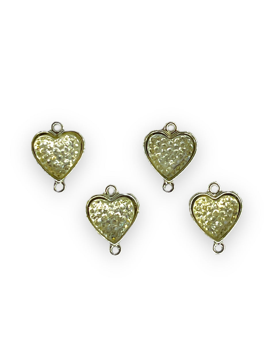 Yellow Gold Heart Connector, 4pcs