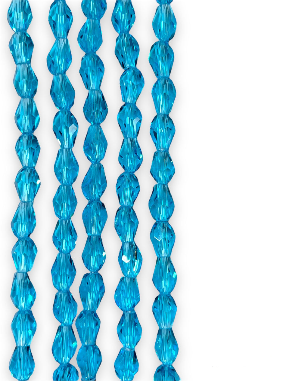 Faceted Blue Crystal Drop 8mm 22” Strand