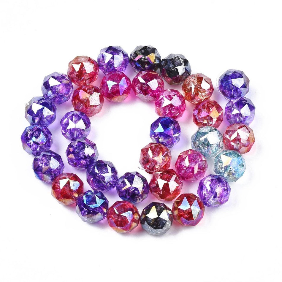 Crackle Round Glass Bead Strand 11mm, 33pcs