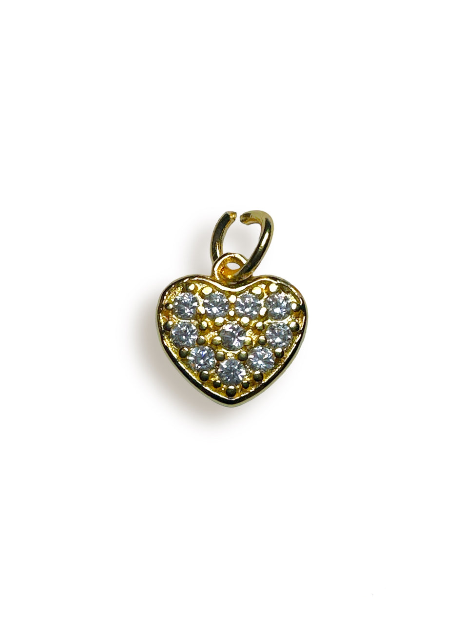 Colgante de corazón con circonitas bañadas en oro de 10 mm, 3 piezas