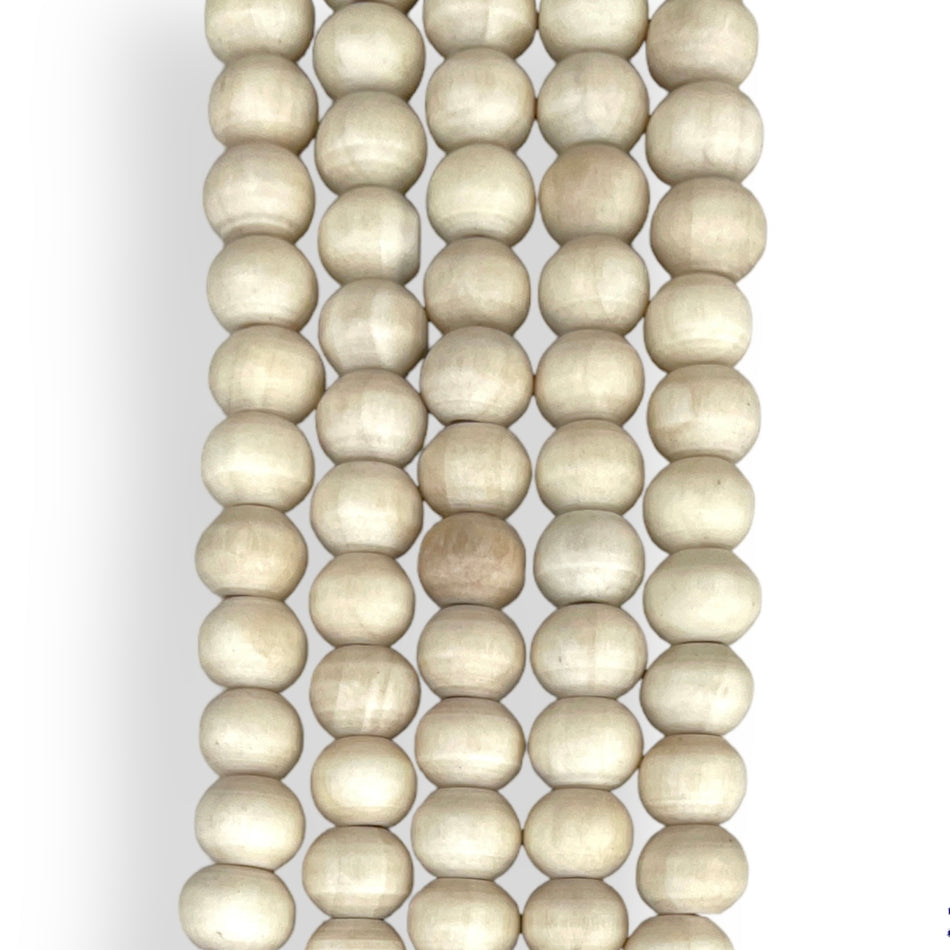 White Wood Beads Strand 6mm